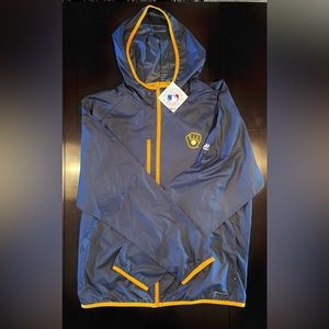 NWT Rare Majestic - Men's Milwaukee Brewers Dry-Base Windbreaker - Size XL